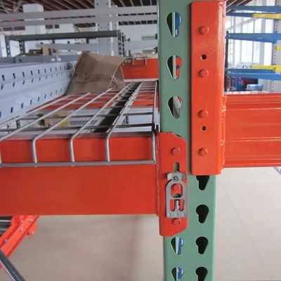 Rack de palettes américaines à goutte à goutte, poutres, rayonnages d'entrepôt lourds, vert et orange