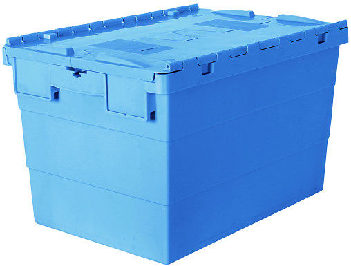 Boîtes de rangement en plastique à couvercle fixé instables pour le déplacement des emballages logistiques