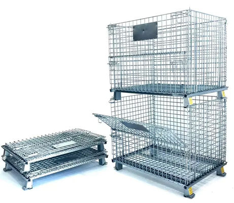 Cage de stockage de métaux galvanisés, chariot roulant pliable avec roues