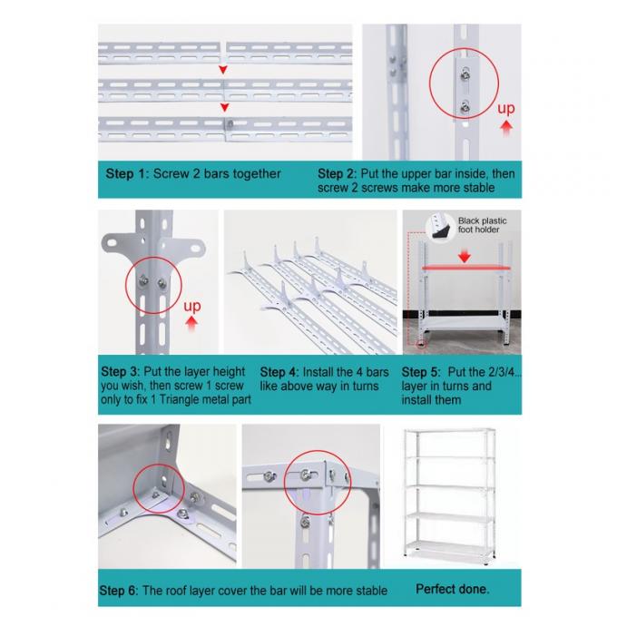 Système d'étagères de rangement à angle creux à panneau d'acier 1